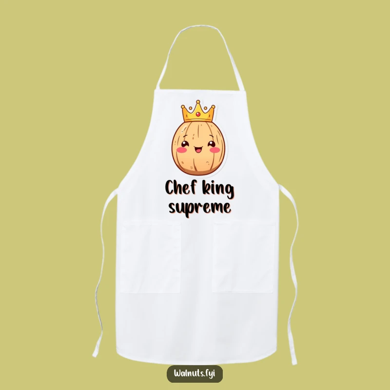 Funny Kawaii Walnut King Apron: Rule the Kitchen with Nutty Flair, Hilarious Funny Gift!