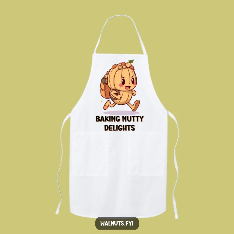 Funny Walnut Runner Apron: Kitchen Heroics with a Humorous Determined Sprint Design