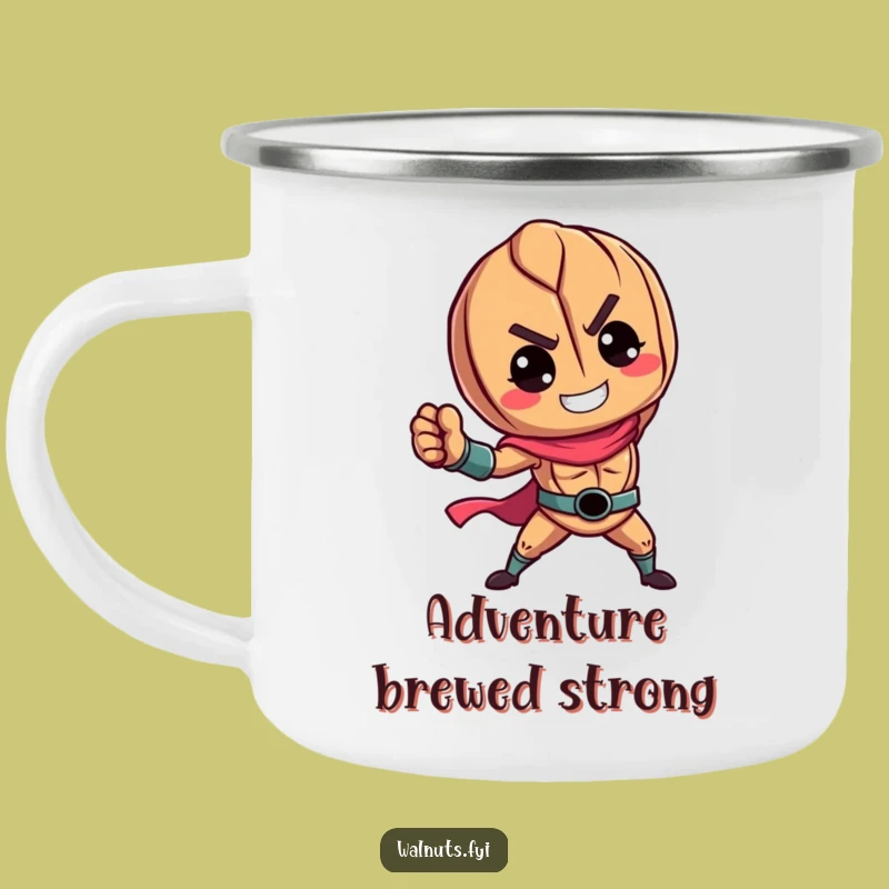 Vibrant Walnut Hero Camping Mug: Funny Outdoor Adventure Fuel