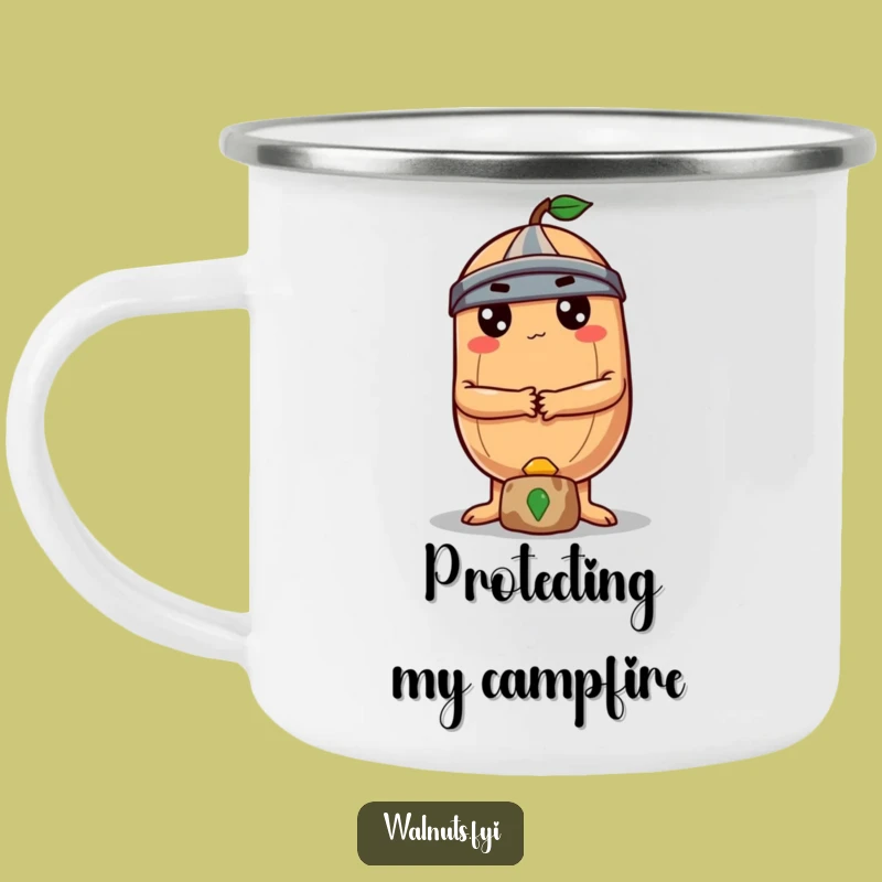 Funny Brazil Nut Guard Camping Mug, Determined Humor for Outdoor Protection