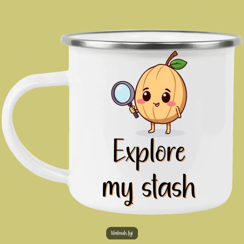 Funny Curious Walnut Camping Mug: Explore Your Surroundings