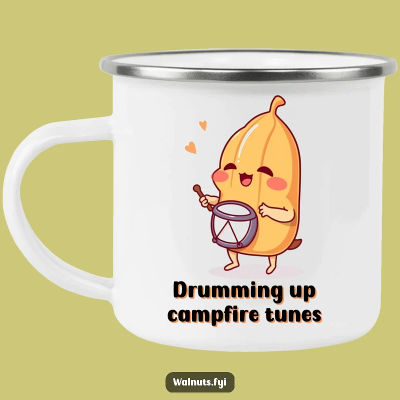 Funny Giggling Pecan Drummer Camping Mug - Adventure with Musical Merriment