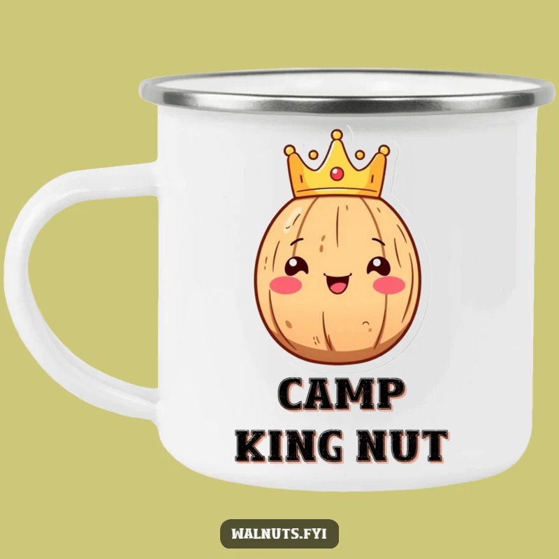 Funny Kawaii Walnut King Camping Mug: Royal Sips Outdoors, Great Funny Gift!