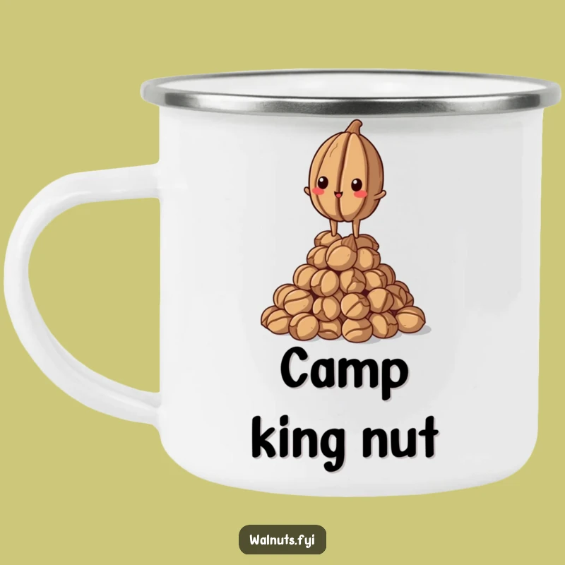 Funny Proud Walnut Camping Mug: Standing Tall Nut, Summit Views, Perfect Funny Gift