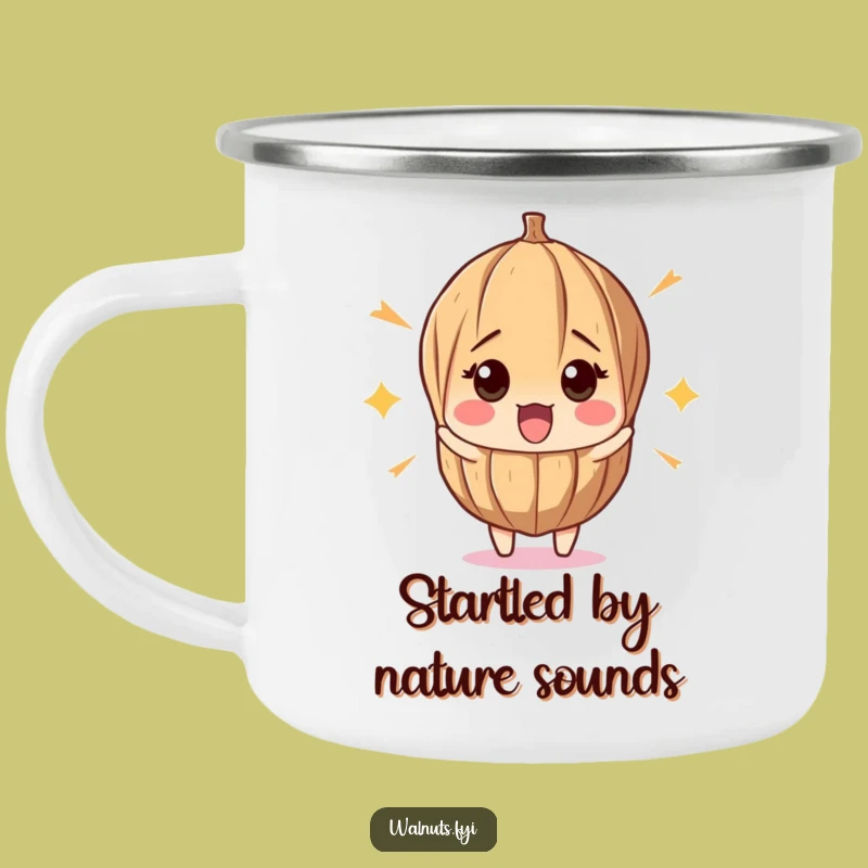 Funny Surprised Walnut Camping Mug - Outdoor Shocked Nut Drinkware Gift