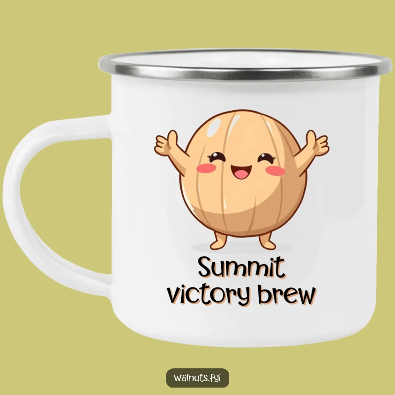 Funny Walnut Victory Camping Mug: Durable Champion Design, Great Outdoor Gift