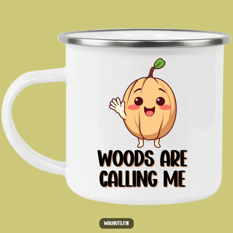 Funny Waving Walnut Camping Mug a Durable Character Cup for Outdoors