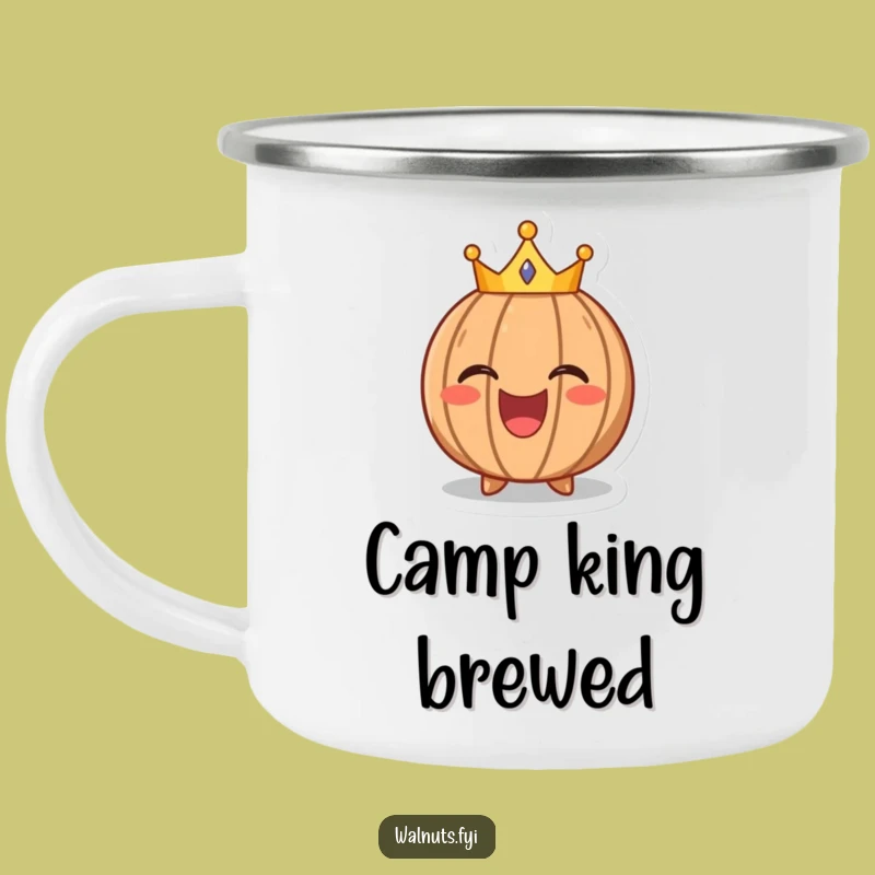 Laughing Walnut Crown Camping Mug: Funny Royal Outdoor Companion