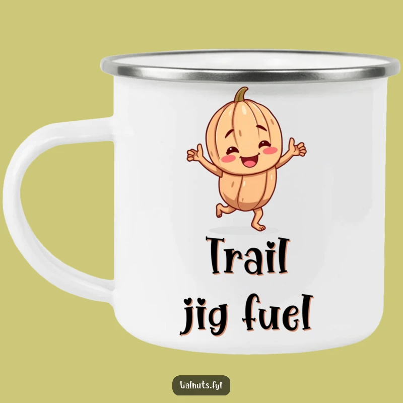 Funny Walnut Jig Camping Mug: Durable Gnarled Character Dancing, Outdoor Funny Gift