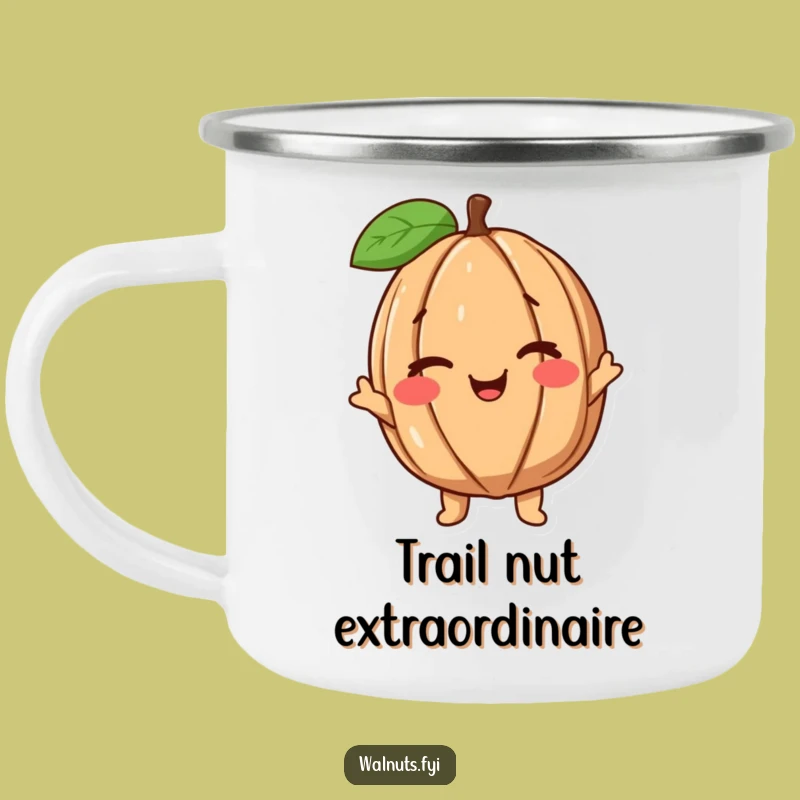 Funny Enamel Walnut Camping Mug: Adventure with a Witty Wink!