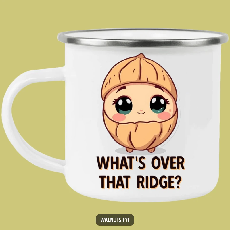 Funny Curious Walnut Camping Mug: Explore the Outdoors with Wonder!