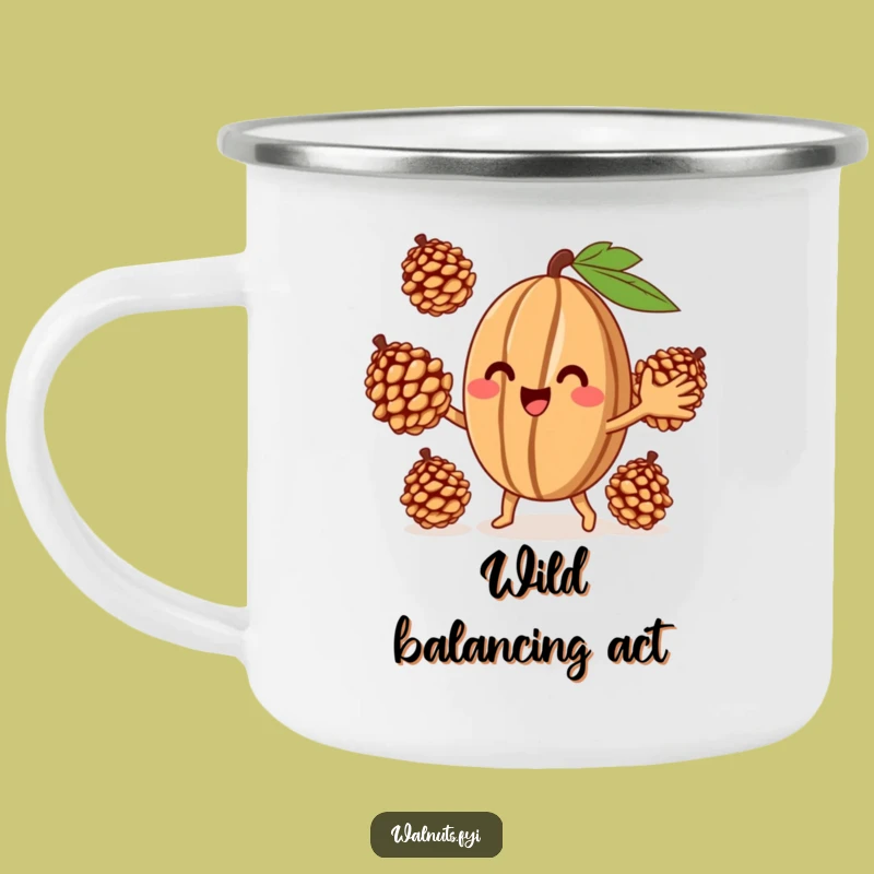 Funny Juggling Walnut Camping Mug - Hilarious Drinkware for Outdoor Fun Gift
