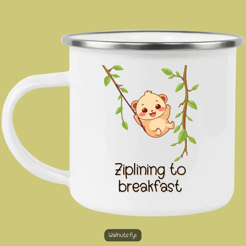Funny Hazelnut Zipline Camping Mug, Wobbly Adventure Humor for the Trail