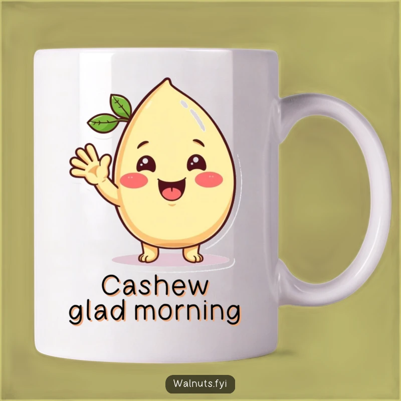 Funny Kawaii Cashew Wave Mug - Friendly Character Gift for Nut Lovers