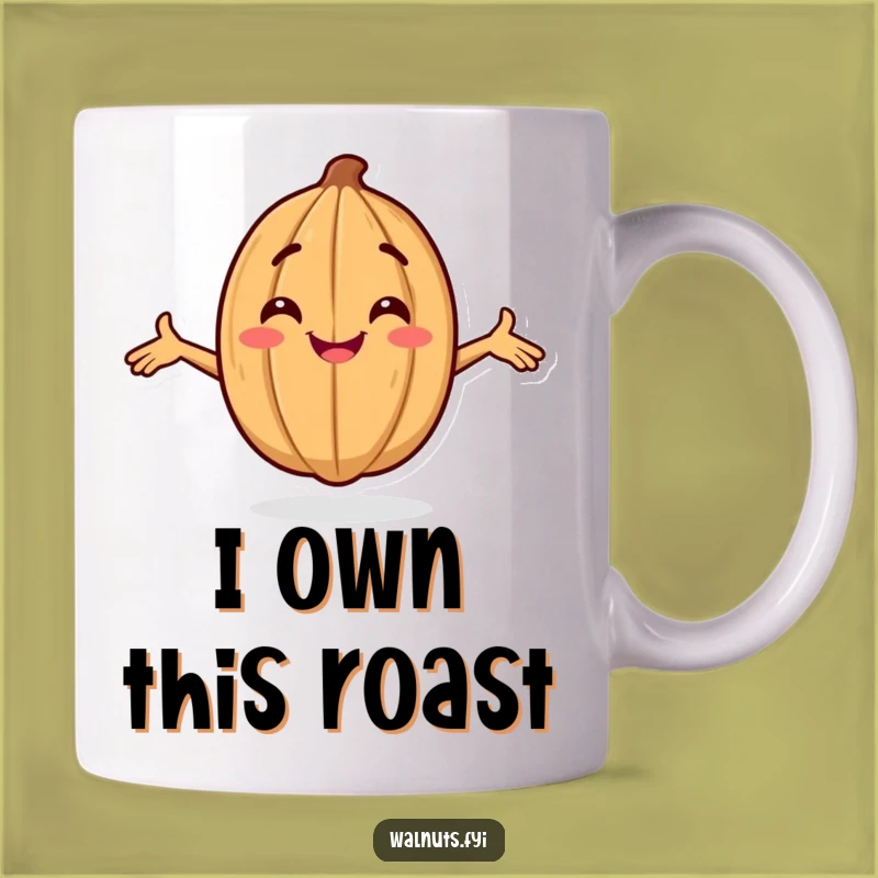 Funny Confident Walnut Mug: Smiling Character Posing, Bold Funny Gift for Him or Her