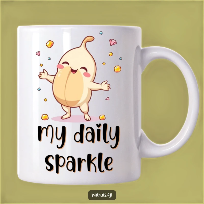 Funny Delighted Macadamia Juggler Mug - Sparkling Humorous Gift for Gem Lovers