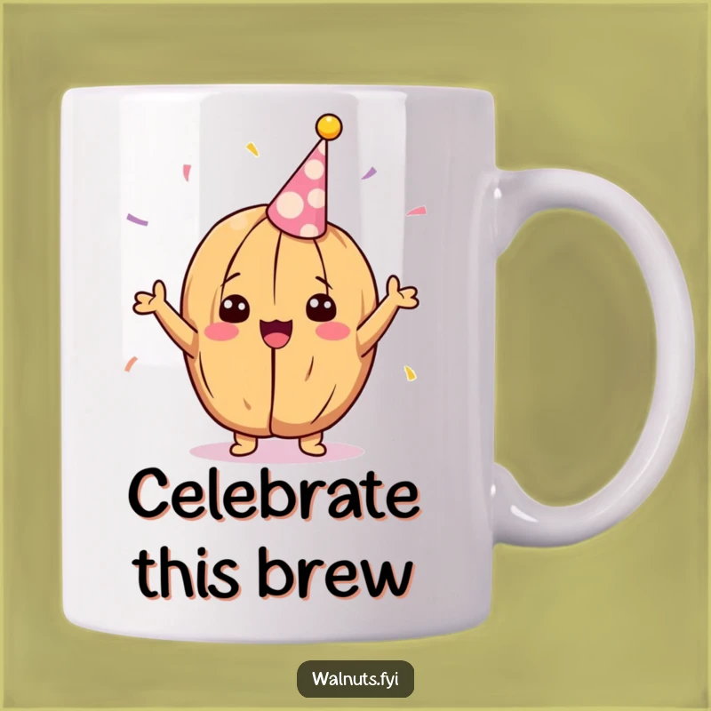 Funny Kawaii Celebration Walnut Mug - Delighted Cheering Party Gift