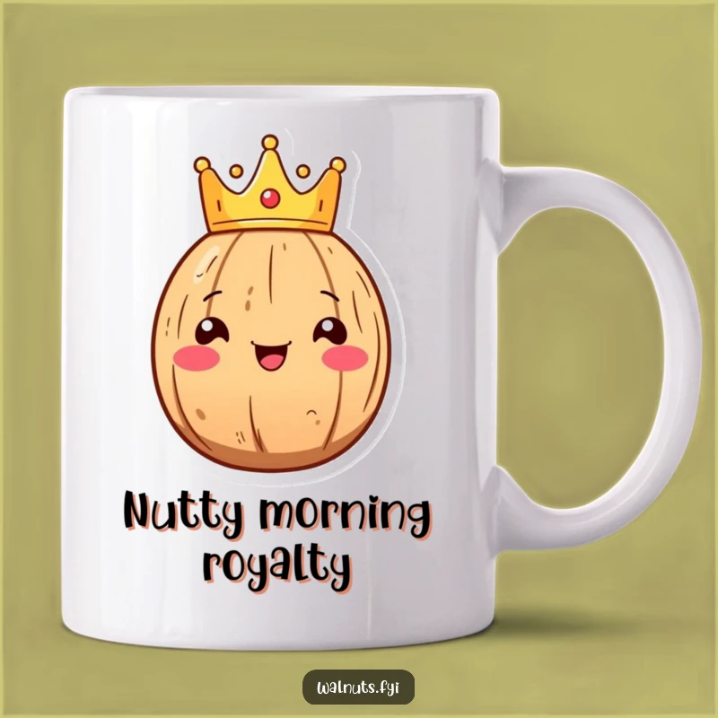 Funny Kawaii Walnut King Mug: Royal Nutty Charm, The Perfect Funny Gift!