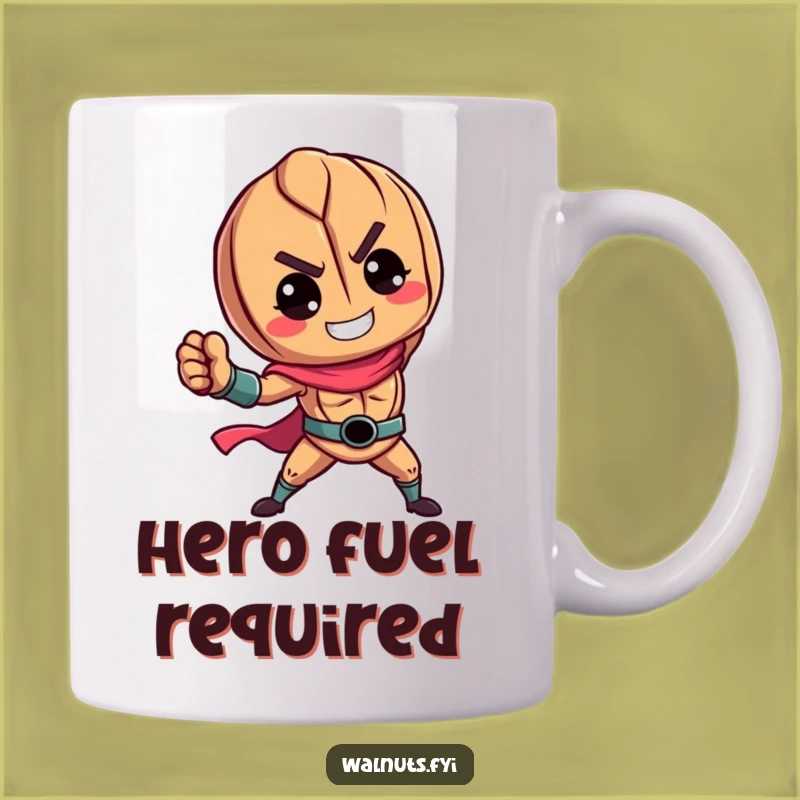 Funny Walnut Hero Mug: Vibrant & Strong Gift for Super Fans