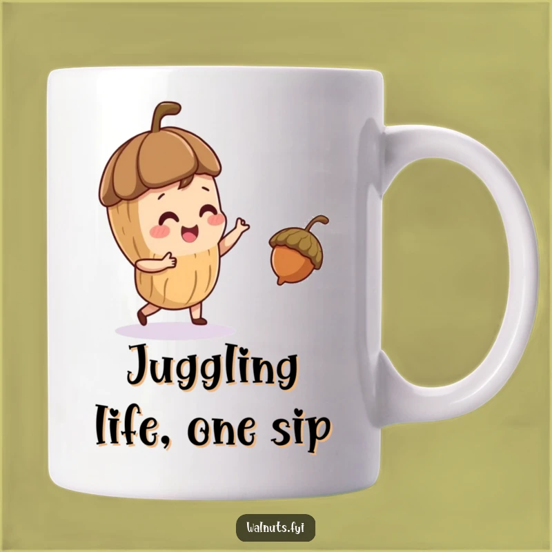 Funny Juggling Walnut Mug - Playful & Hilarious Gift