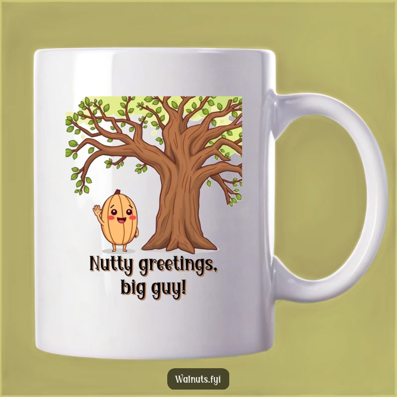 Funny Walnut Saluting Oak Tree Mug: A Cheerful Character Gift