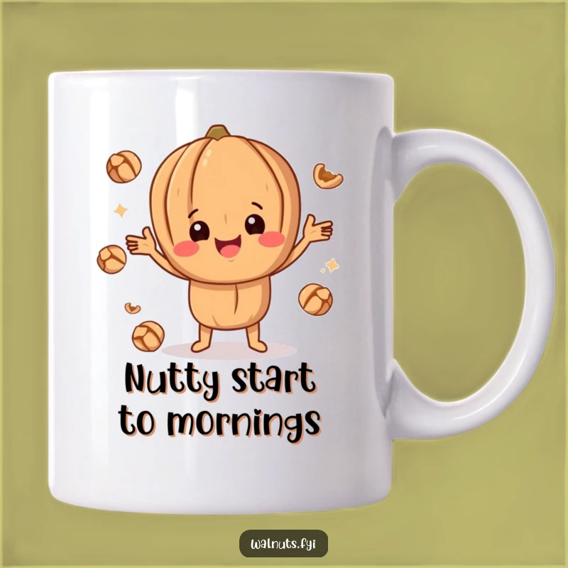 Funny Happy Walnut Mug: Juggling Nutty Fun, Perfect Gift for Nut Lovers