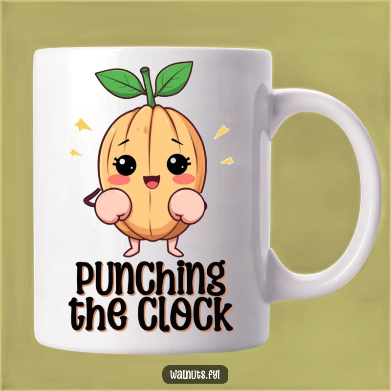 Funny Happy Walnut Mug: Tiny Boxer Nut, Punchy Morning Brew, Perfect Funny Gift