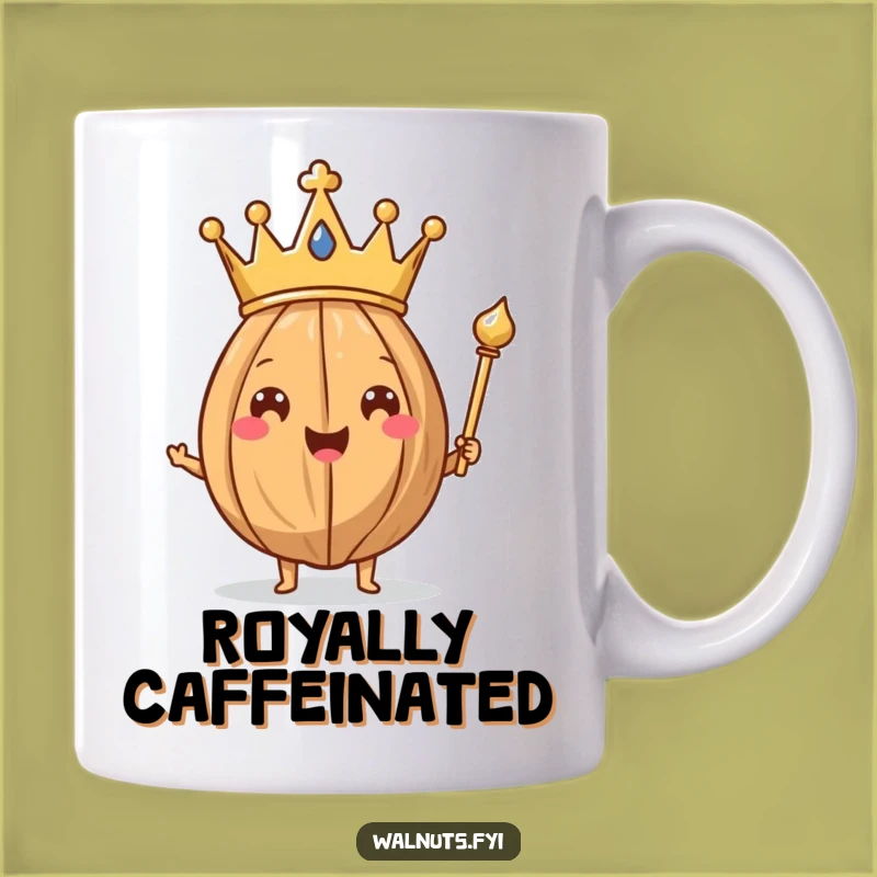 Funny Walnut King Mug - Royal Nut Holding Scepter, A Regal Funny Gift!