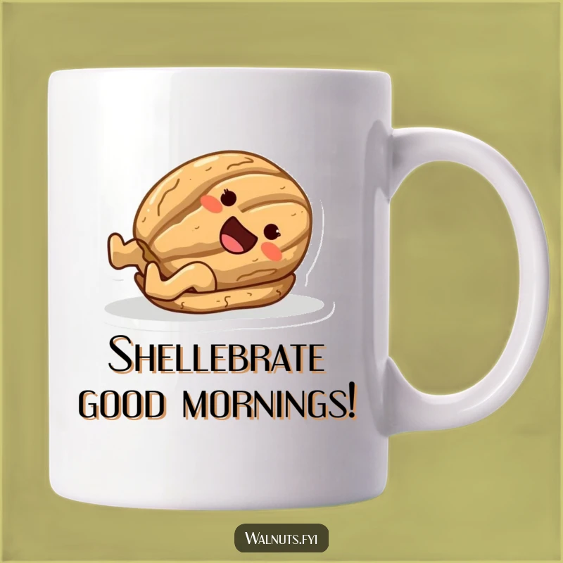 Funny Joyful Walnut Sliding Shell Mug - Perfect Humorous Gift Idea