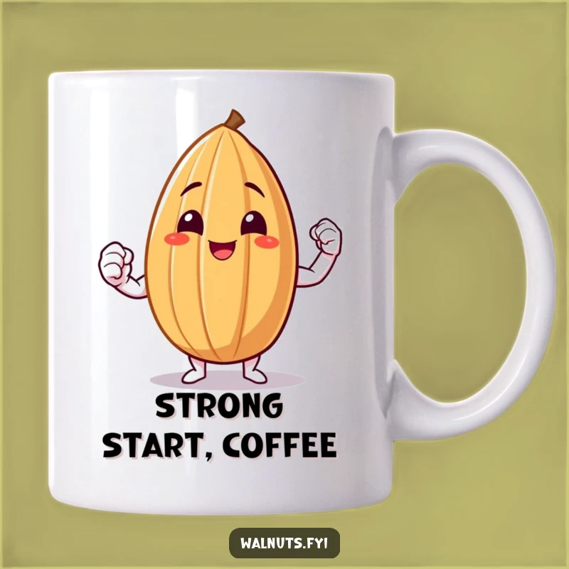 Funny Almond Flex Mug - Smiling Nut Showing Muscle, A Strong Funny Gift!