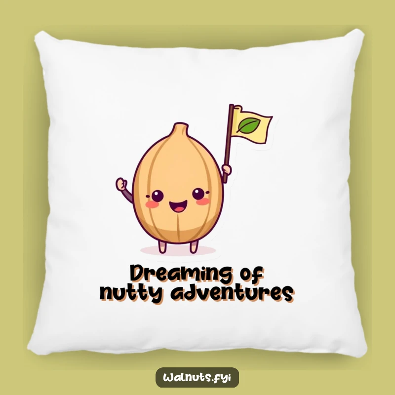 Funny Kawaii Walnut Pillow: Snuggle Up with This Excited Flag Waving Companion Gift