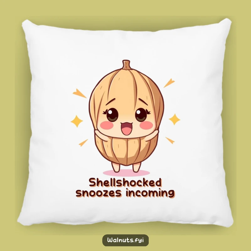Funny Surprised Walnut Pillow - Comfy Shocked Nut Accent Gift