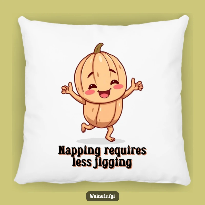 Funny Walnut Jig Pillow: Cozy Gnarled Character Dancing, Soft Funny Gift Cushion