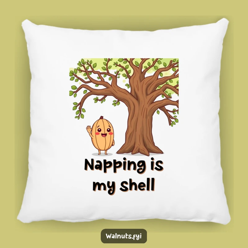 Funny Walnut Saluting Oak Tree Pillow: Cozy Cheerful Accent