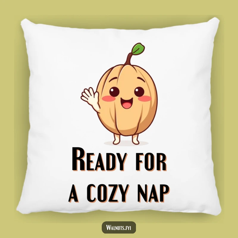 Funny Waving Walnut Pillow a Cozy Character Cushion for Sofa