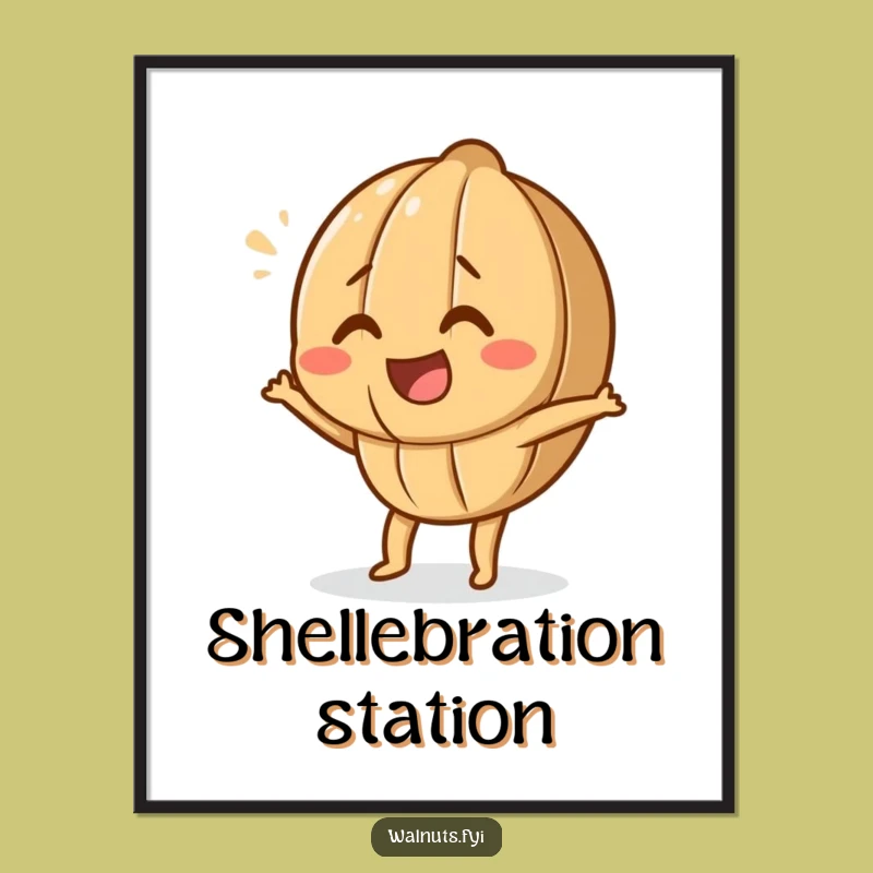 Funny Dance Art Print: Giggling Walnut Character for Instant Fun!