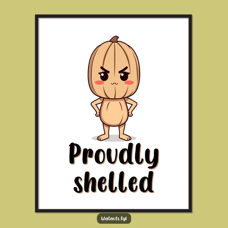 Funny Determined Walnut Digital Art, Proud Decor for Your Walls