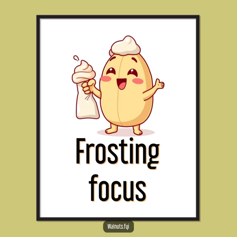 Funny Frosting Macadamia Nut Print - Whimsical Wall Art Gift