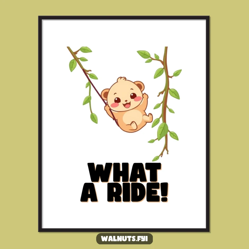 Funny Hazelnut Zipline Digital Art, Instant Adventure for Joyful Walls