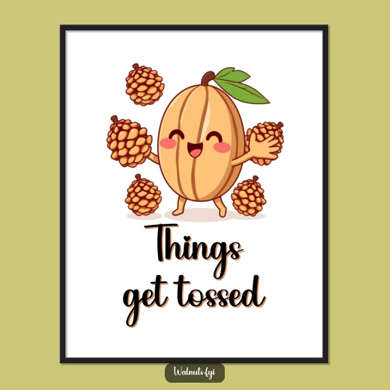 Funny Juggling Walnut Digital Art - Hilarious Printable for Playful Decor Gift