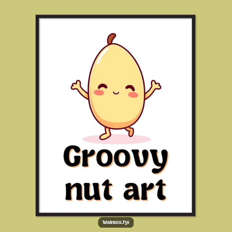 Funny Kawaii Almond Dance Digital Art - Instant Joyful Decor