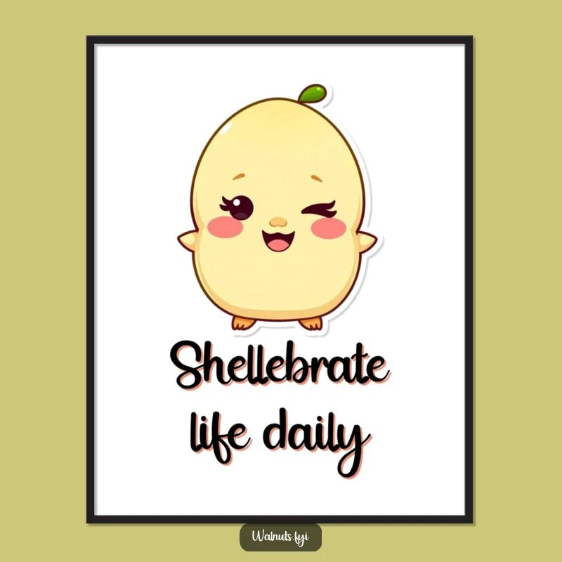 Funny Kawaii Pistachio Digital Art - Giggling Nut Character for Instant Humorous Decor