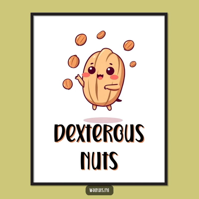 Funny Kawaii Walnut Juggling Digital Art - Instant Performances for Your Walls