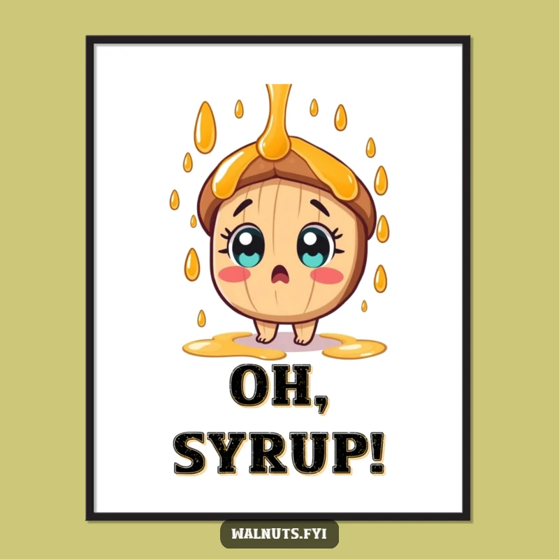 Funny Pecan Syrup Shower Digital Art, Instant Nutty Humor for Your Walls