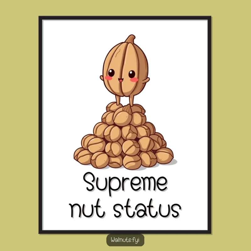 Funny Proud Walnut Digital Art: Standing Tall Print, Summit Success, Perfect Funny Gift