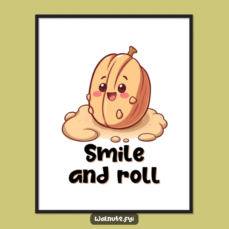 Funny Surprised Pecan Rolling Print - Whimsical Wall Art Gift