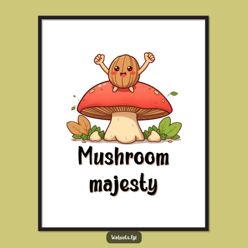 Funny Triumphant Walnut Digital Art: Instant Victory for Your Walls, Fantastic Funny Gift