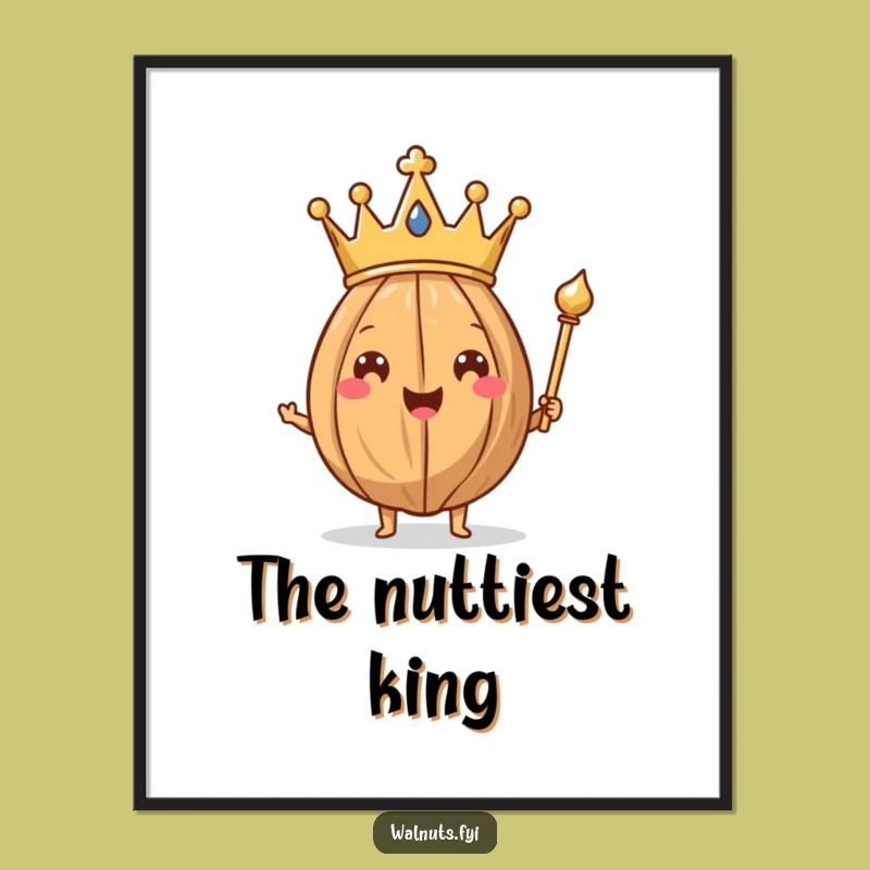 Funny Walnut King Digital Art - Royal Nut Holding Scepter, Instant Funny Gift Art!