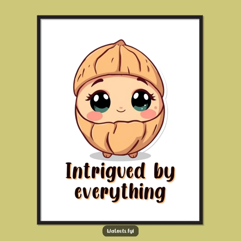 Funny Curious Walnut Digital Art: Instant Wonder for Your Walls!