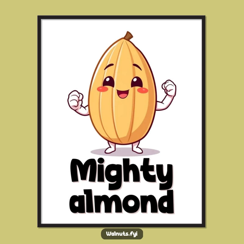Funny Almond Flex Digital Art - Smiling Nut Showing Muscle, Instant Funny Gift Art!